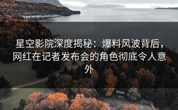 星空影院深度揭秘：爆料风波背后，网红在记者发布会的角色彻底令人意外