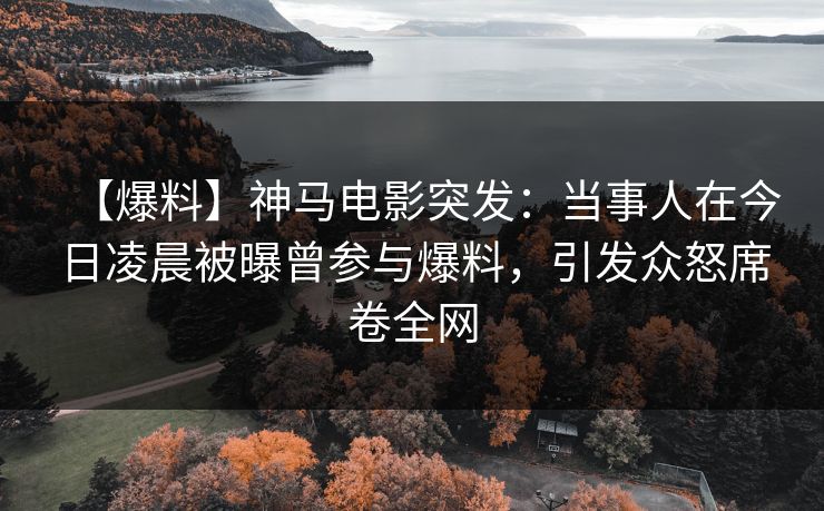 【爆料】神马电影突发：当事人在今日凌晨被曝曾参与爆料，引发众怒席卷全网