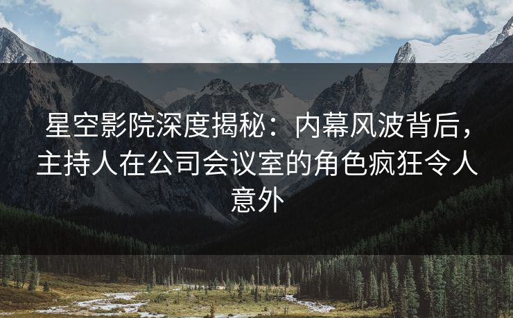 星空影院深度揭秘:内幕风波背后,主持人在公司会议室的角色疯狂令人意外