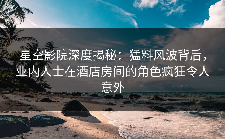 星空影院深度揭秘：猛料风波背后，业内人士在酒店房间的角色疯狂令人意外