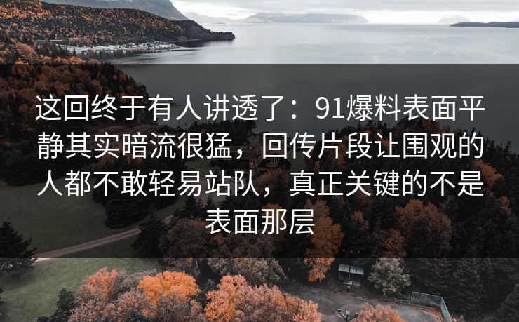 这回终于有人讲透了：91爆料表面平静其实暗流很猛，回传片段让围观的人都不敢轻易站队，真正关键的不是表面那层